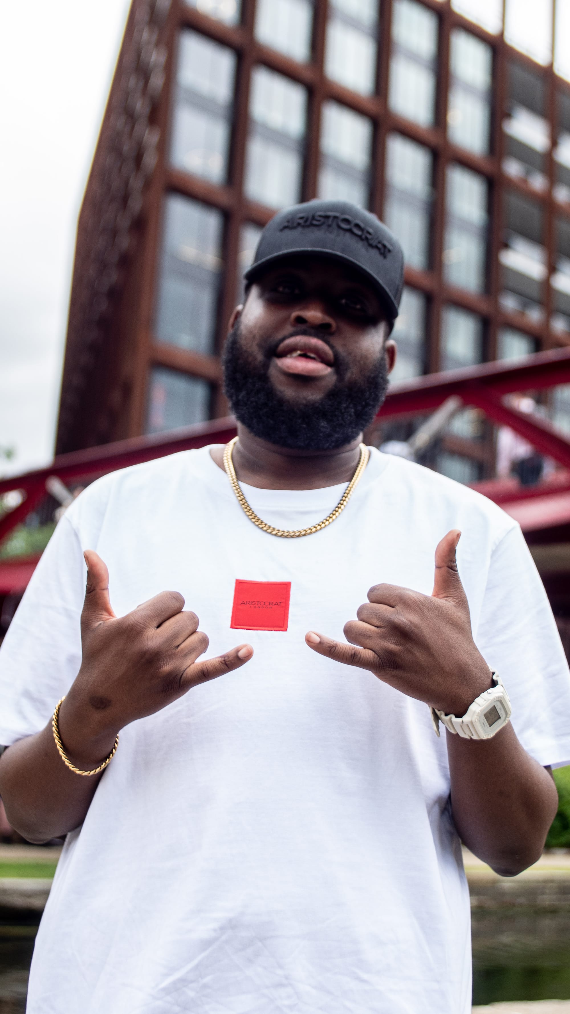Firahs wearing an Aristocrat London tee